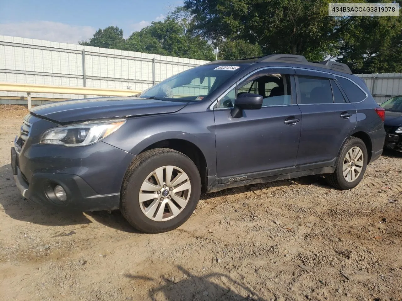 2016 Subaru Outback 2.5I Premium VIN: 4S4BSACC4G3319078 Lot: 60381314