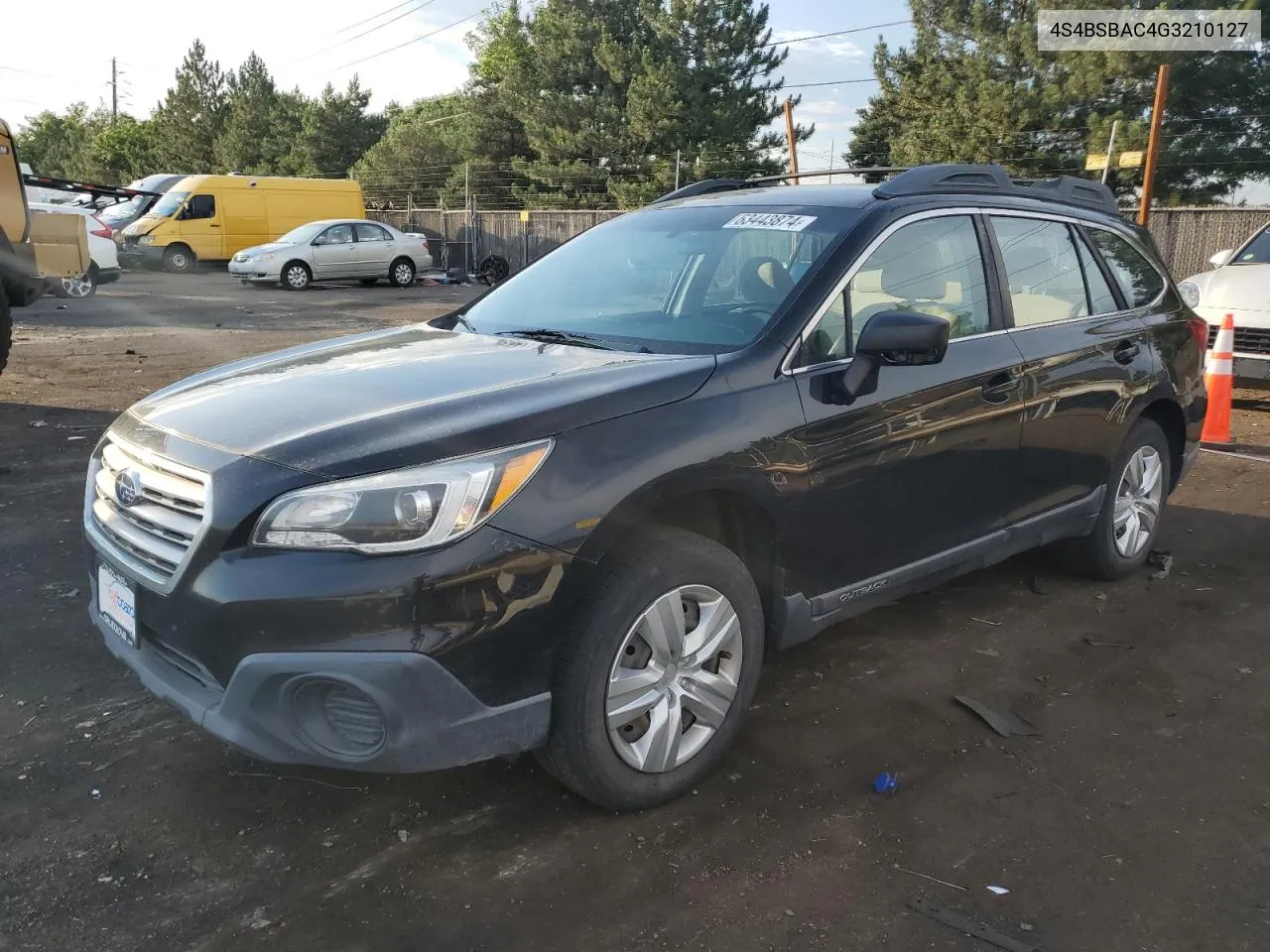 2016 Subaru Outback 2.5I VIN: 4S4BSBAC4G3210127 Lot: 63443874