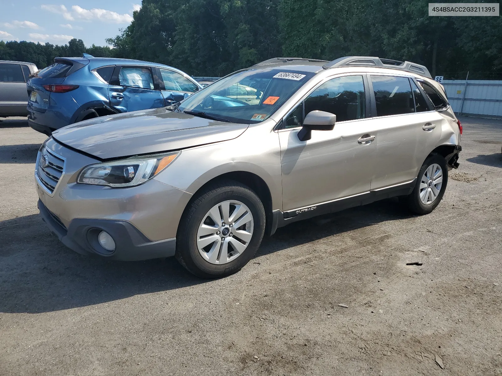 2016 Subaru Outback 2.5I Premium VIN: 4S4BSACC2G3211395 Lot: 63667494