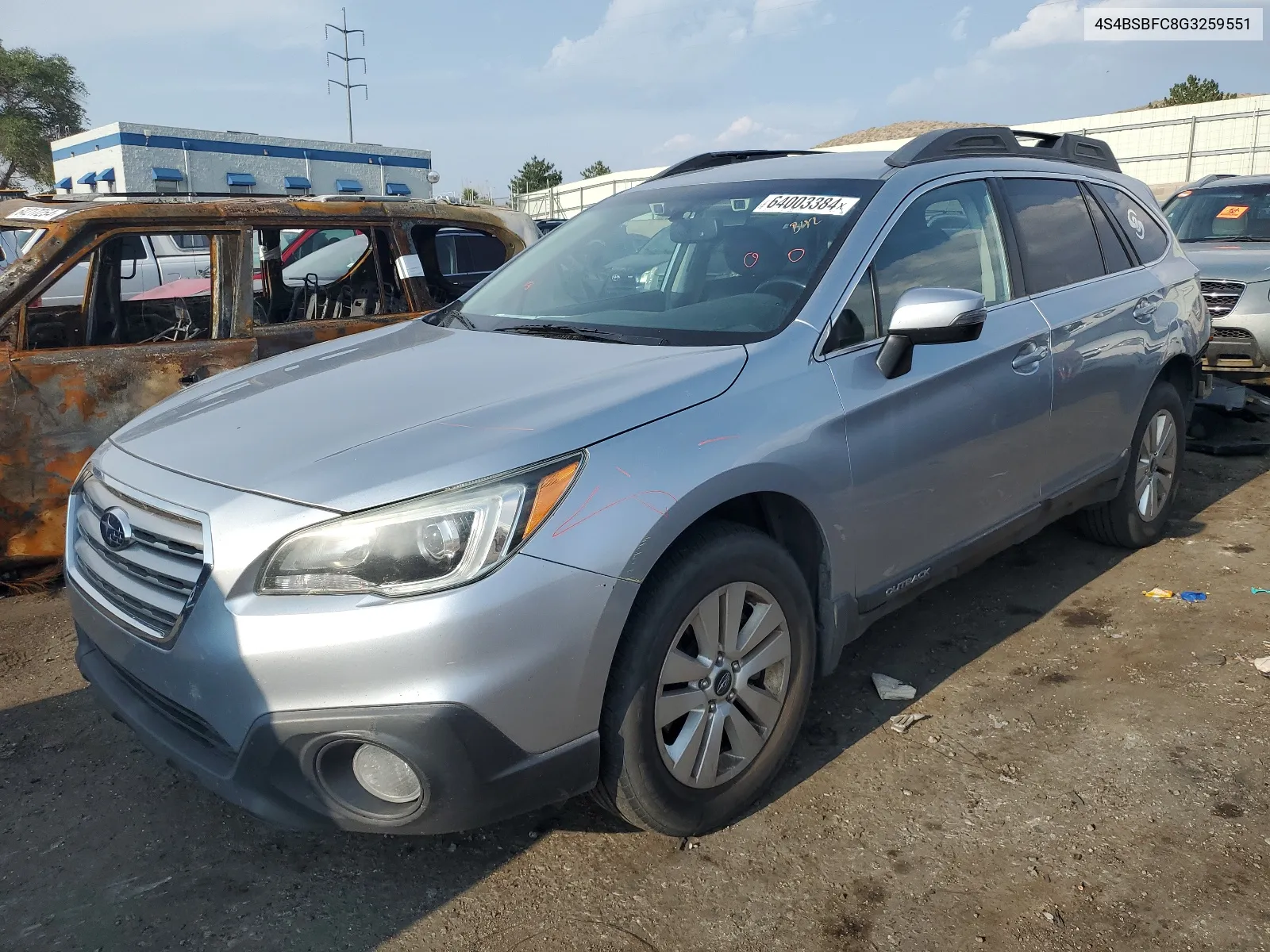 2016 Subaru Outback 2.5I Premium VIN: 4S4BSBFC8G3259551 Lot: 64003384