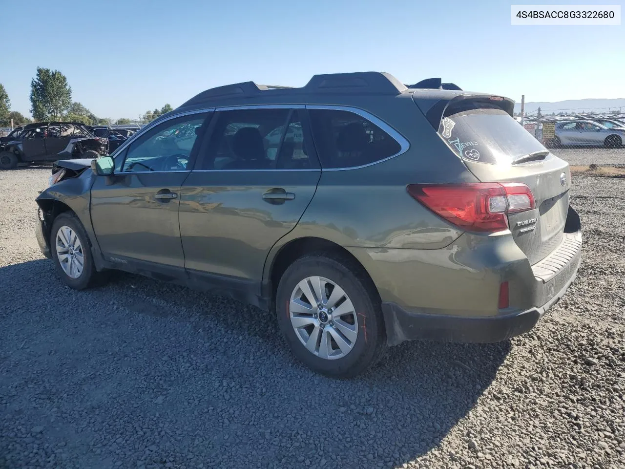 2016 Subaru Outback 2.5I Premium VIN: 4S4BSACC8G3322680 Lot: 68172144