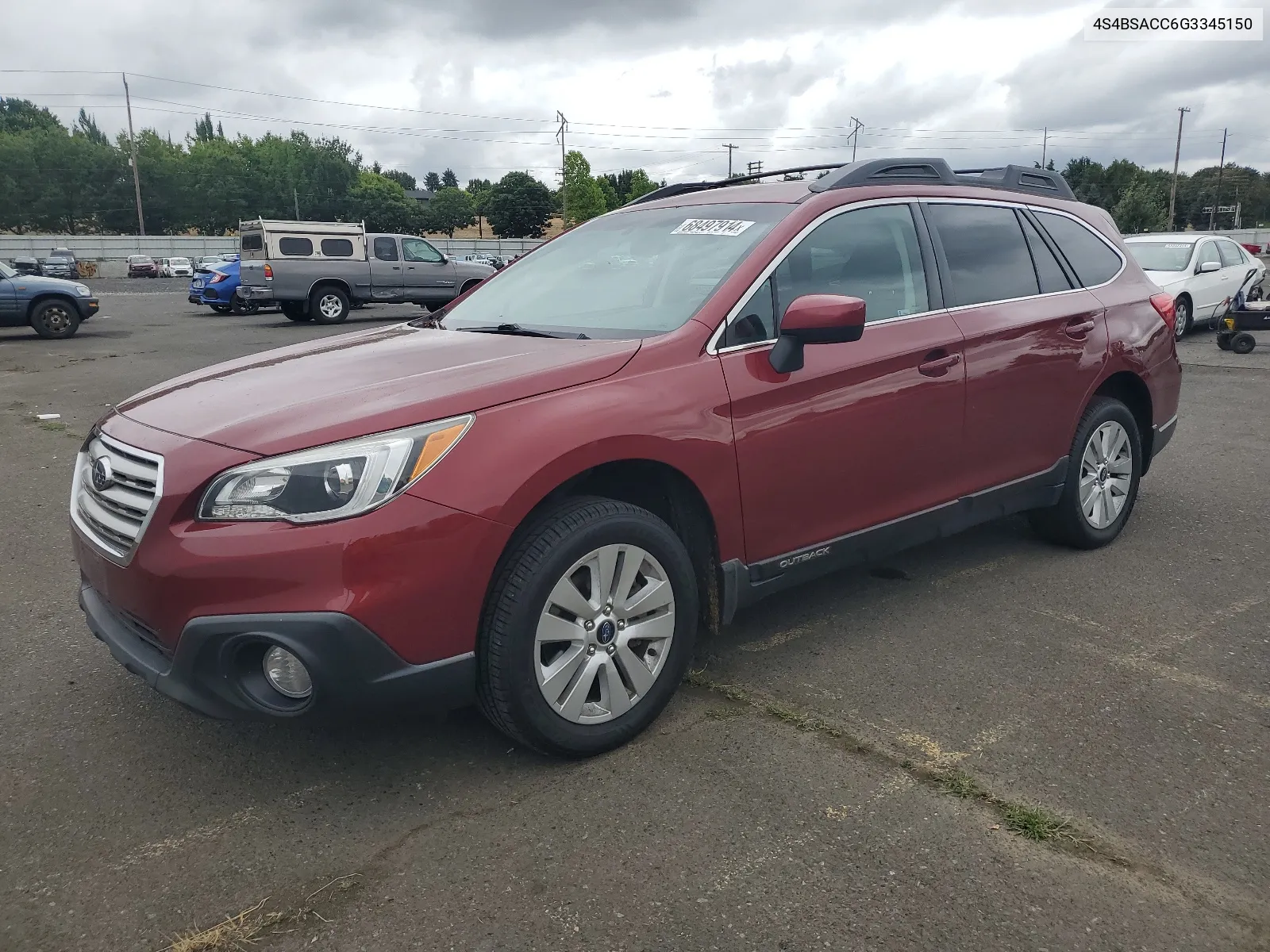 2016 Subaru Outback 2.5I Premium VIN: 4S4BSACC6G3345150 Lot: 68497914