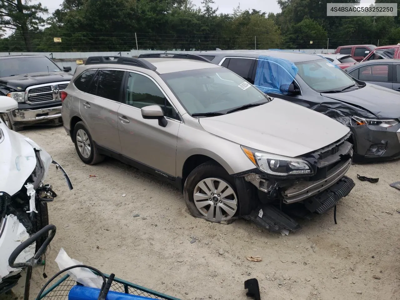 4S4BSACC5G3252250 2016 Subaru Outback 2.5I Premium