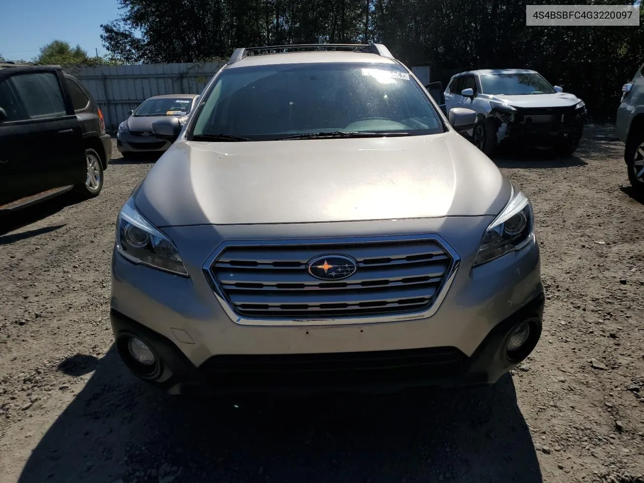 4S4BSBFC4G3220097 2016 Subaru Outback 2.5I Premium