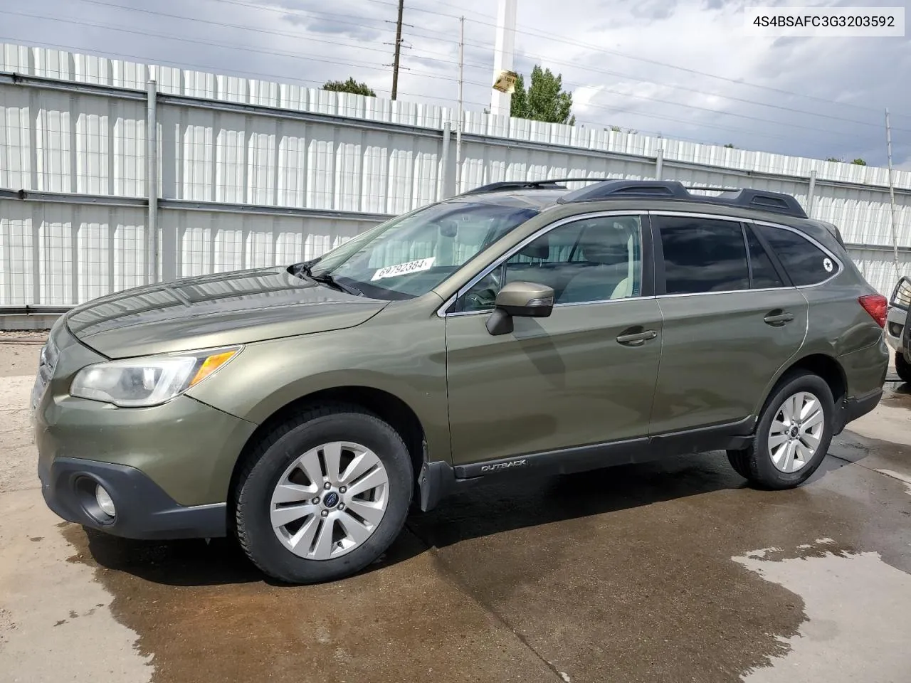 2016 Subaru Outback 2.5I Premium VIN: 4S4BSAFC3G3203592 Lot: 69792384