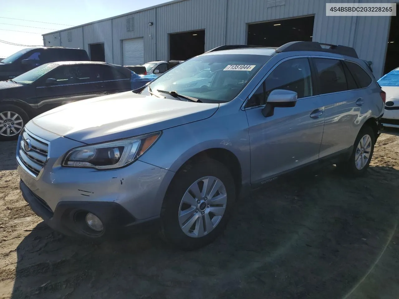 2016 Subaru Outback 2.5I Premium VIN: 4S4BSBDC2G3228265 Lot: 71351044