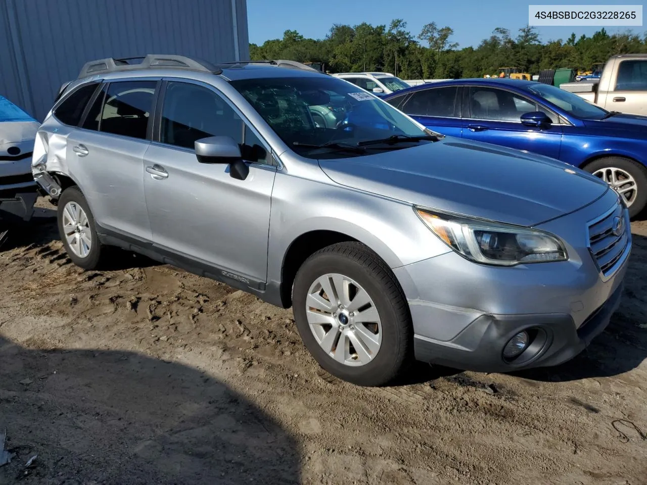 2016 Subaru Outback 2.5I Premium VIN: 4S4BSBDC2G3228265 Lot: 71351044