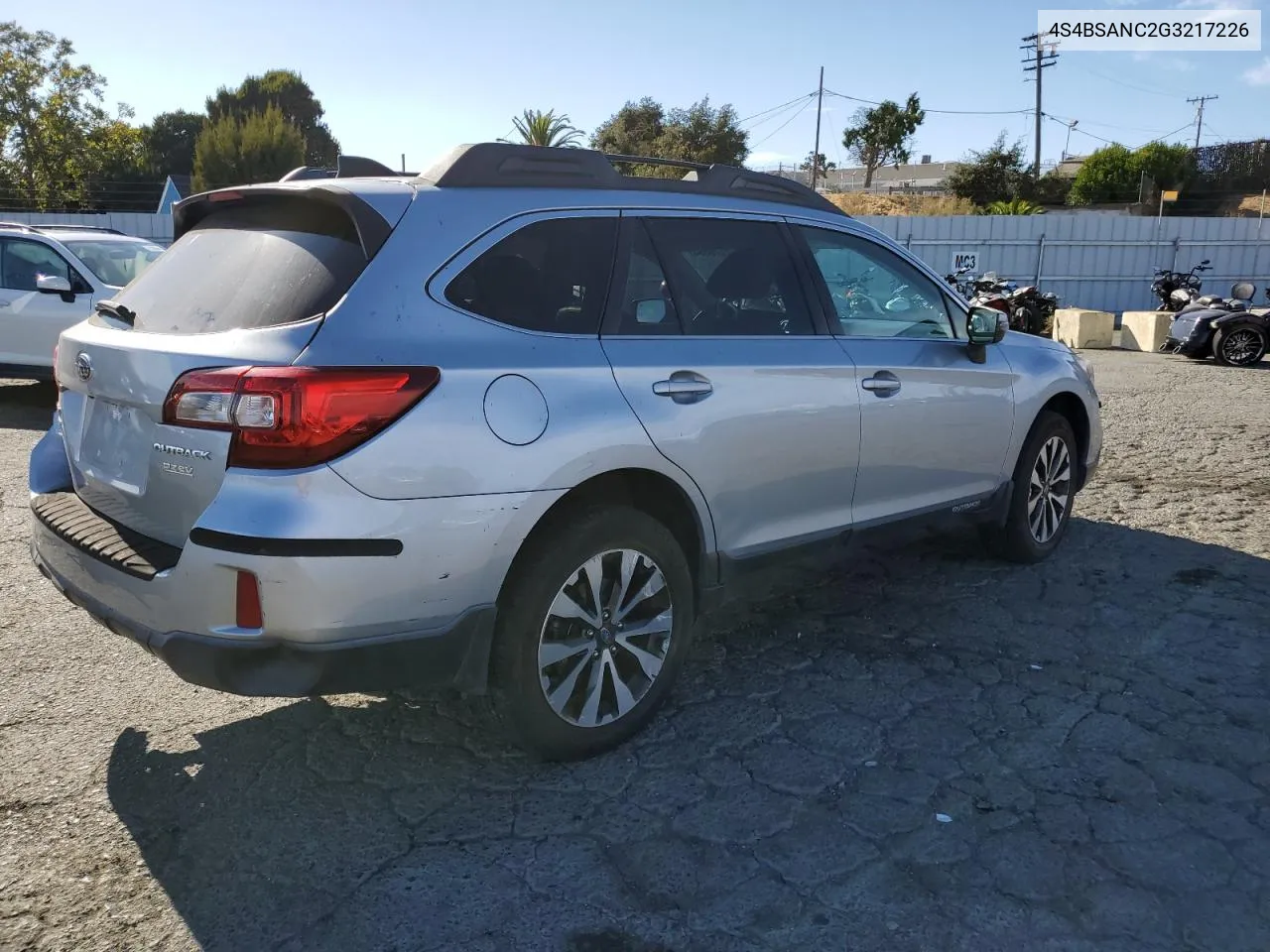 2016 Subaru Outback 2.5I Limited VIN: 4S4BSANC2G3217226 Lot: 72276894