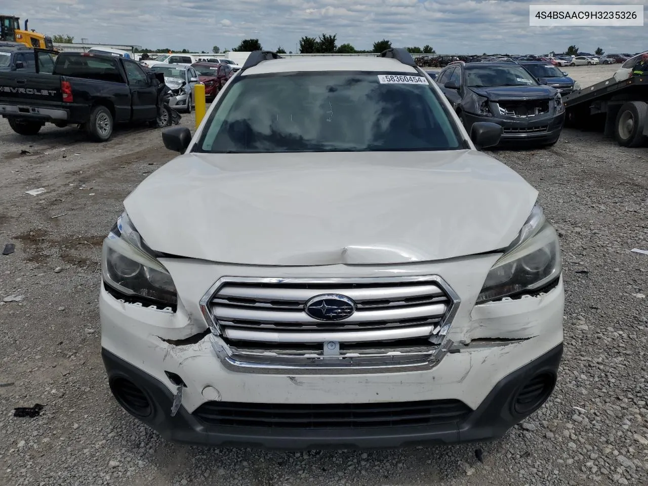 2017 Subaru Outback 2.5I VIN: 4S4BSAAC9H3235326 Lot: 58360454