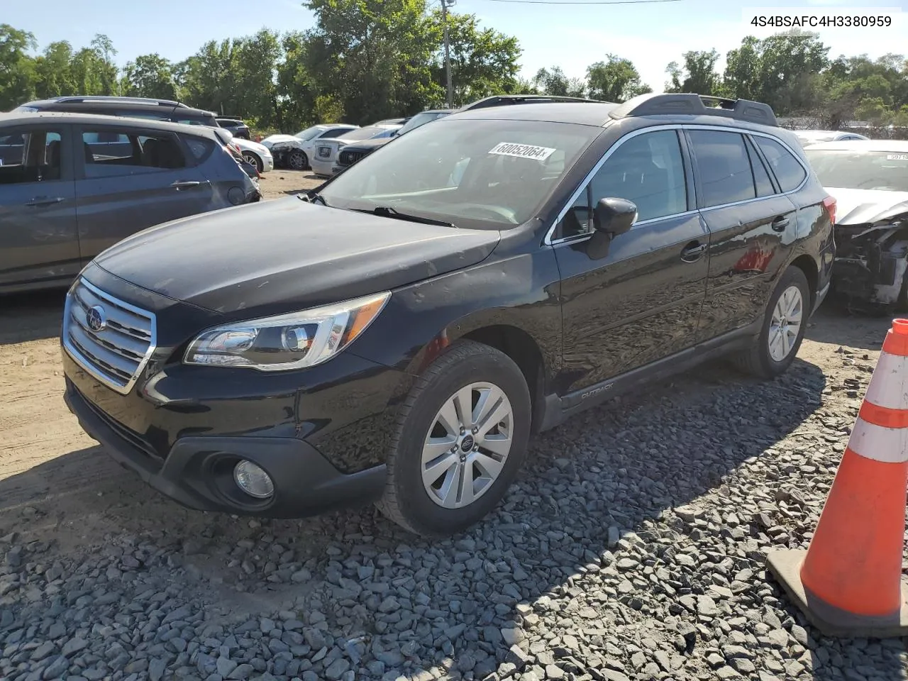 2017 Subaru Outback 2.5I Premium VIN: 4S4BSAFC4H3380959 Lot: 60052064