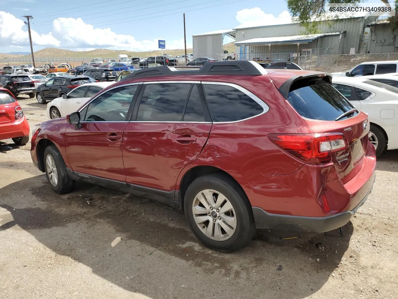 4S4BSACC7H3409388 2017 Subaru Outback 2.5I Premium