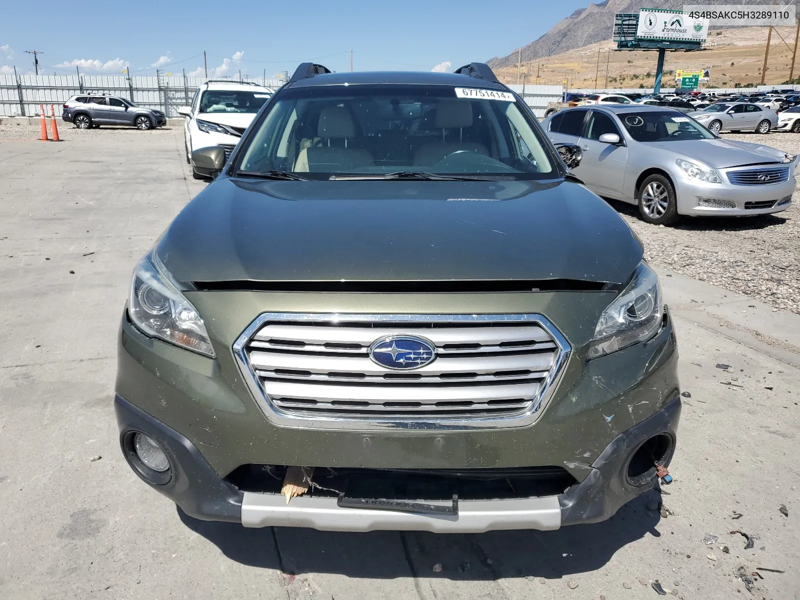 2017 Subaru Outback 2.5I Limited VIN: 4S4BSAKC5H3289110 Lot: 67751414