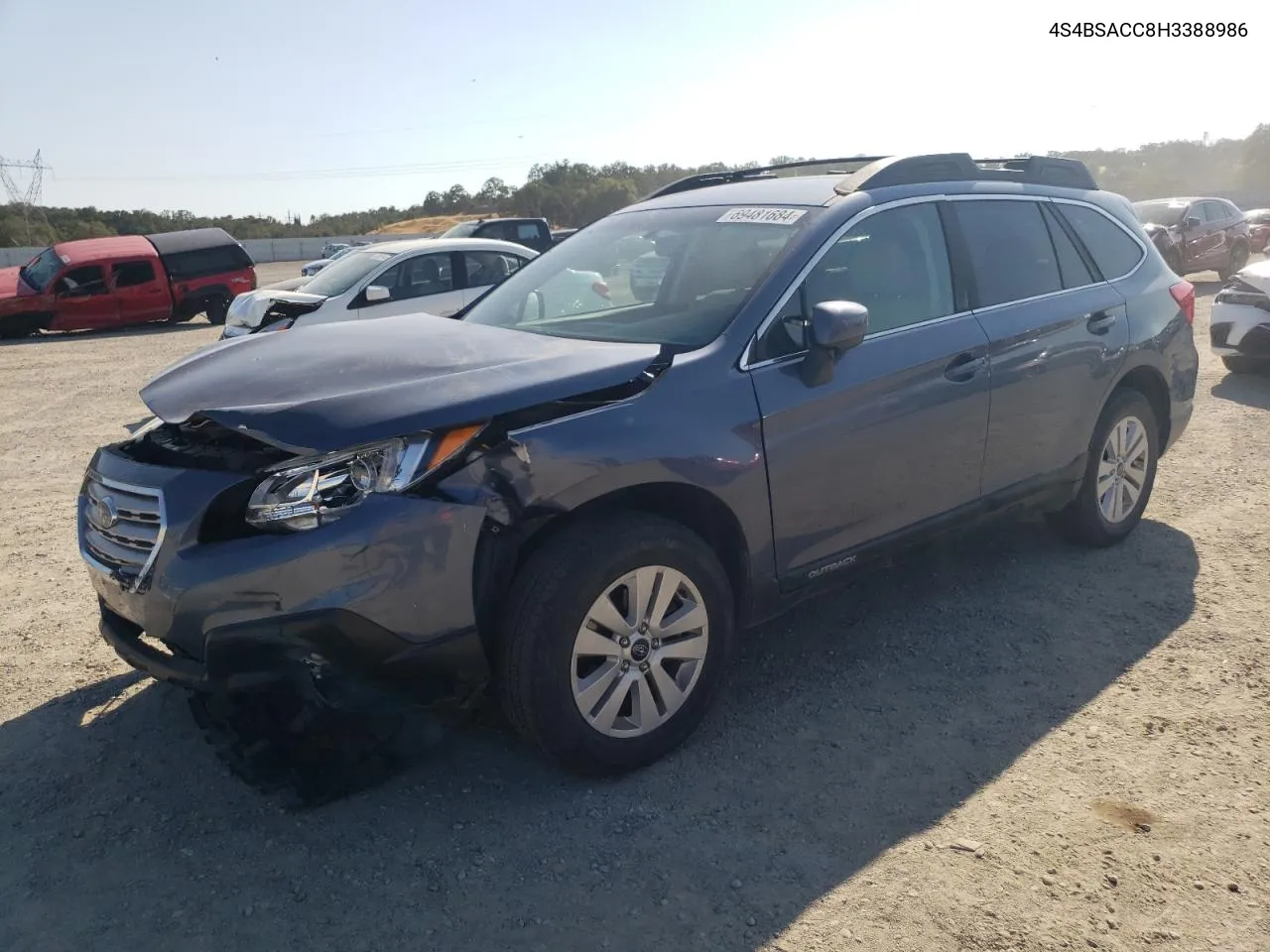 2017 Subaru Outback 2.5I Premium VIN: 4S4BSACC8H3388986 Lot: 69481684