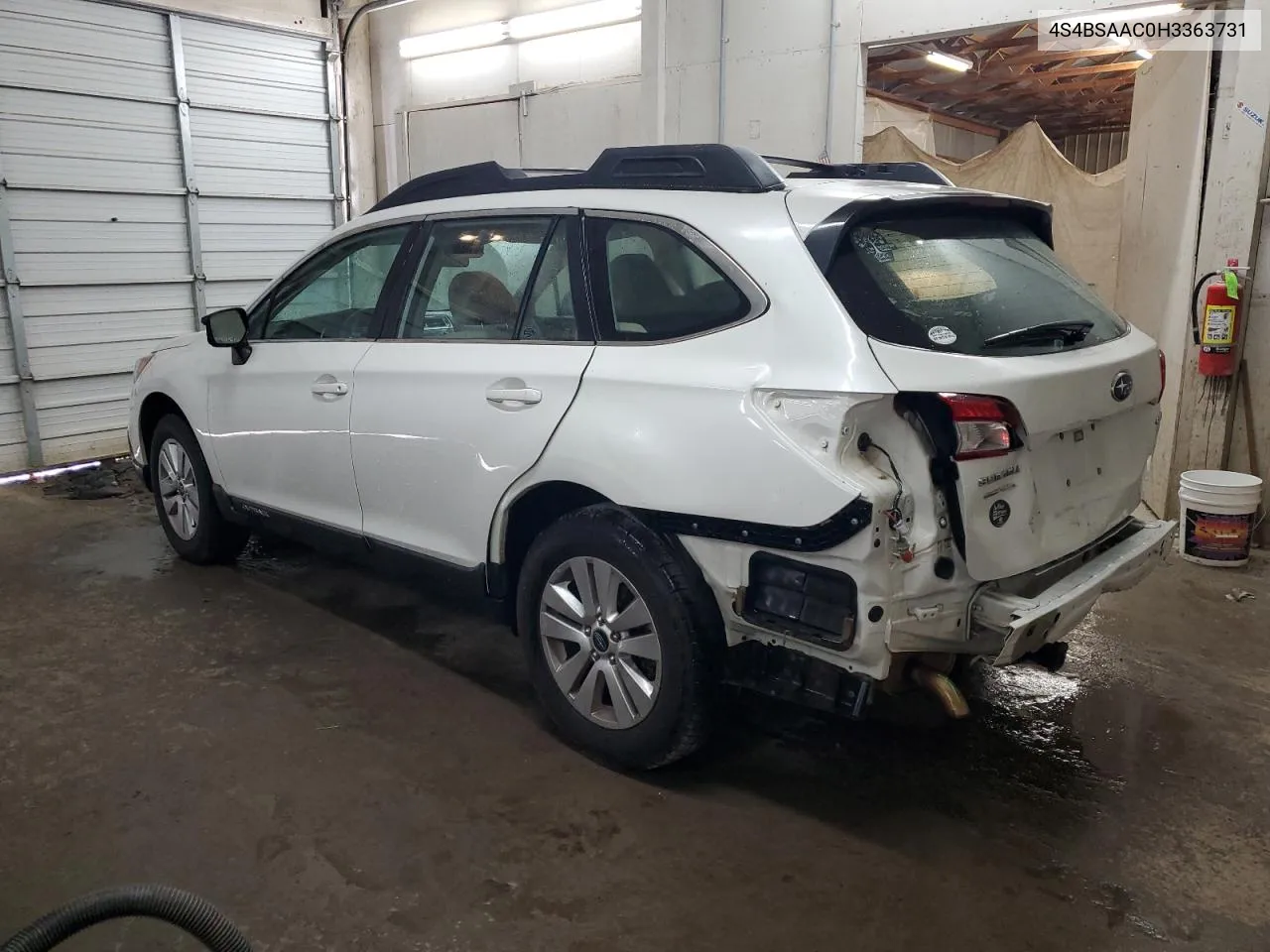 4S4BSAAC0H3363731 2017 Subaru Outback 2.5I