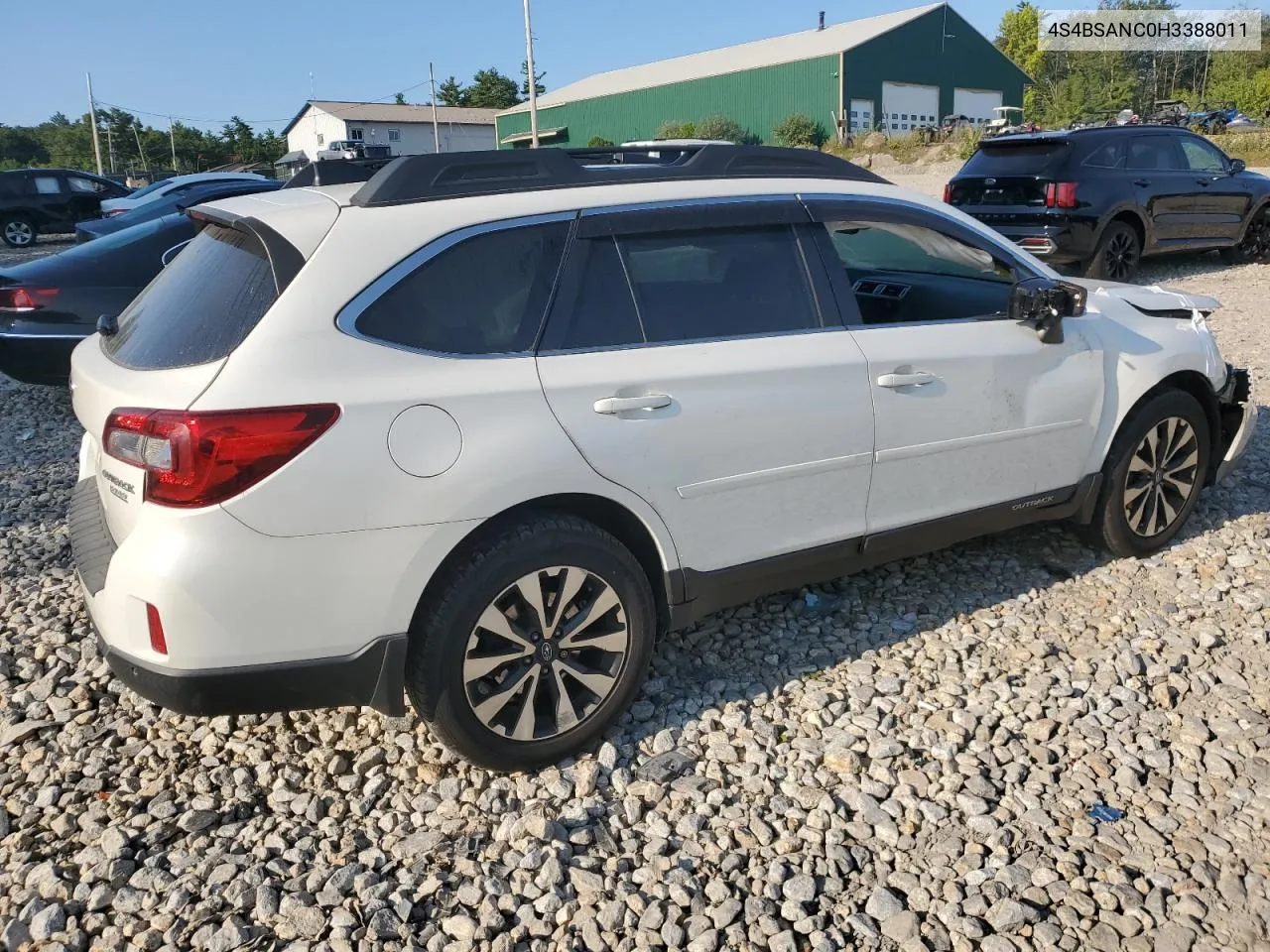 2017 Subaru Outback 2.5I Limited VIN: 4S4BSANC0H3388011 Lot: 70121814