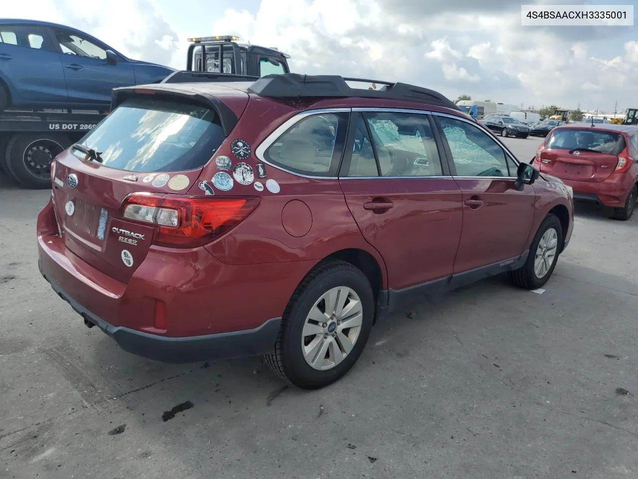 2017 Subaru Outback 2.5I VIN: 4S4BSAACXH3335001 Lot: 72144384