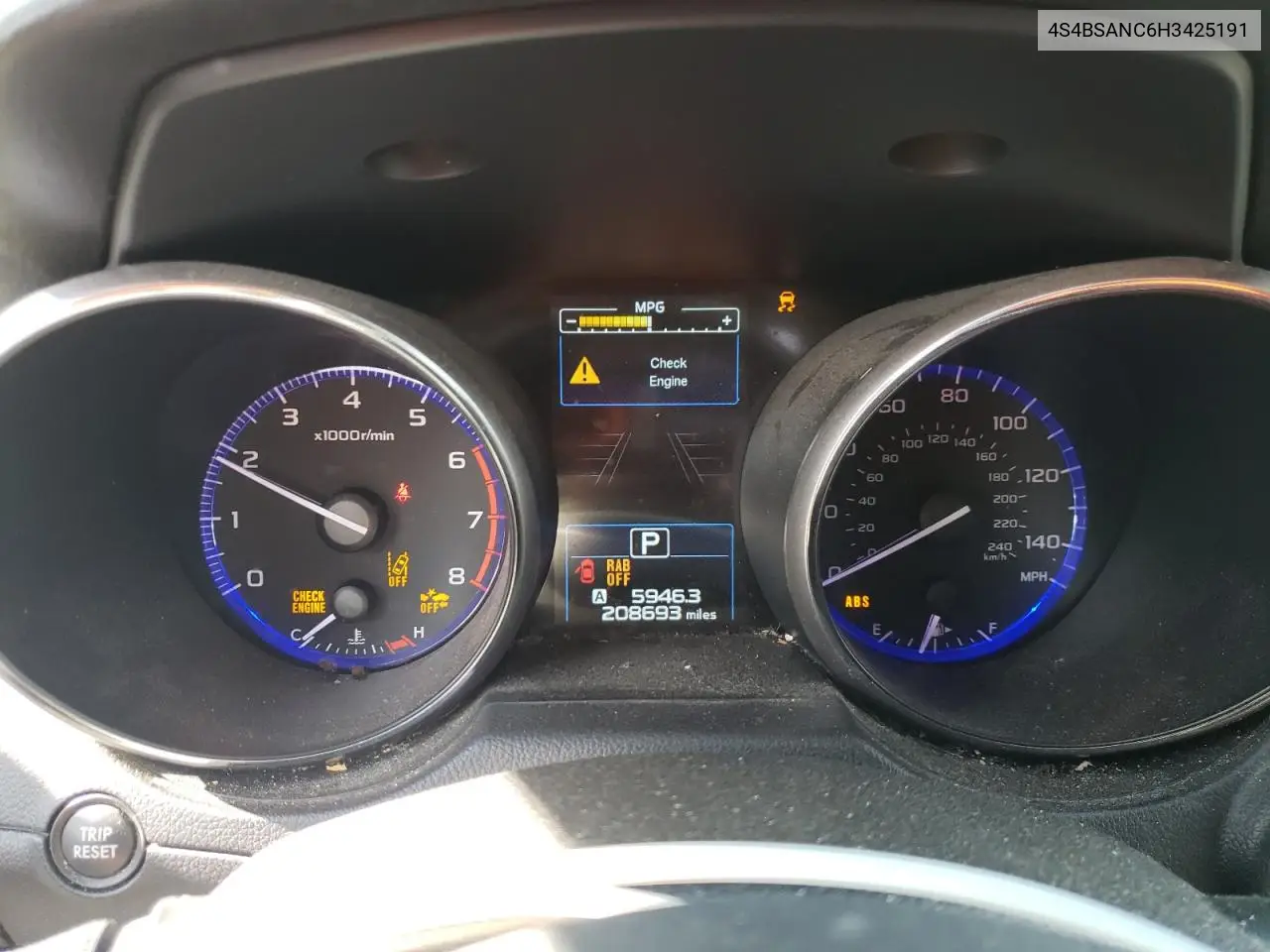 4S4BSANC6H3425191 2017 Subaru Outback 2.5I Limited