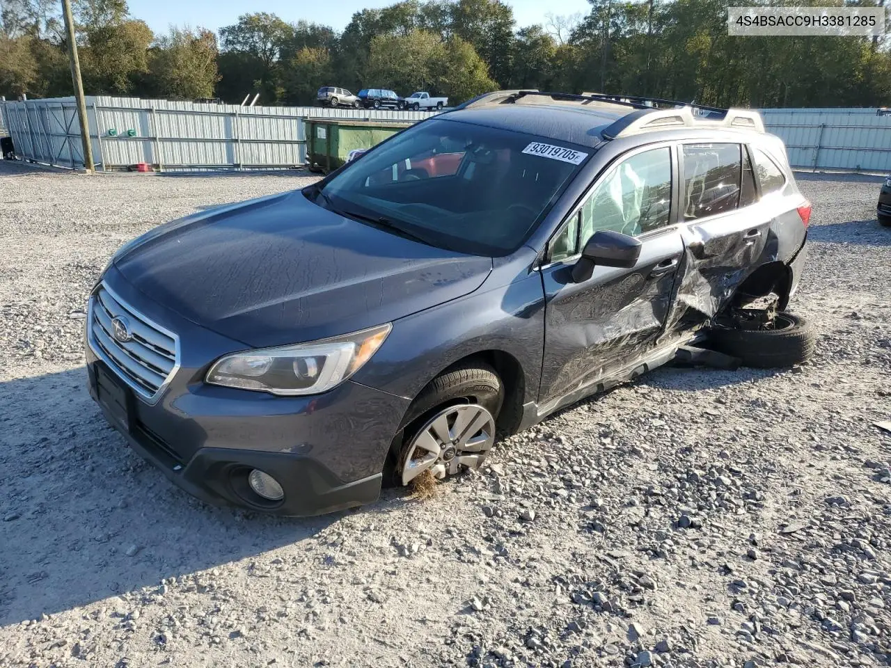 4S4BSACC9H3381285 2017 Subaru Outback 2.5I Premium