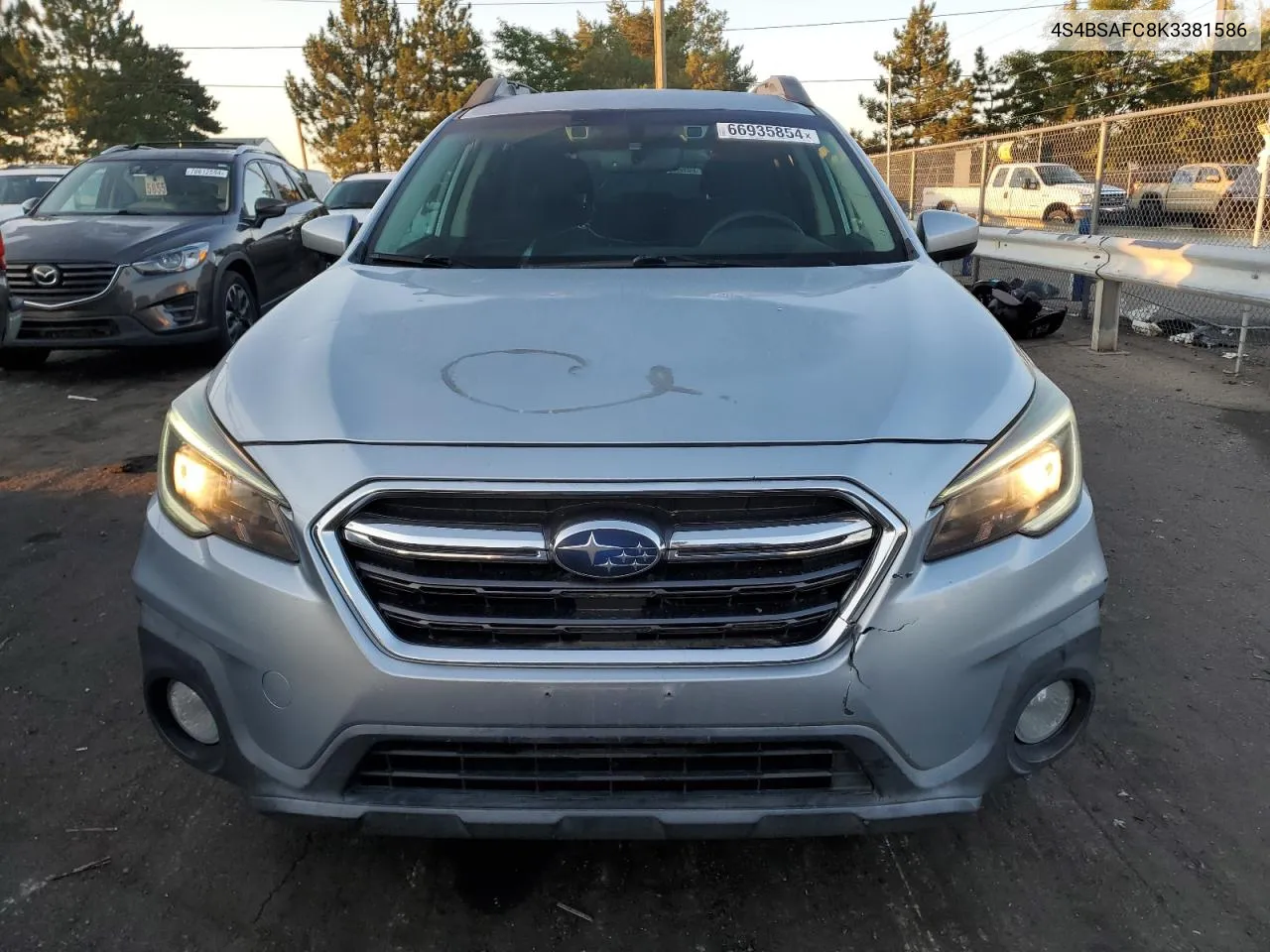 2019 Subaru Outback 2.5I Premium VIN: 4S4BSAFC8K3381586 Lot: 66935854