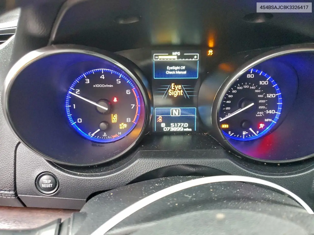 4S4BSAJC8K3326417 2019 Subaru Outback 2.5I Limited
