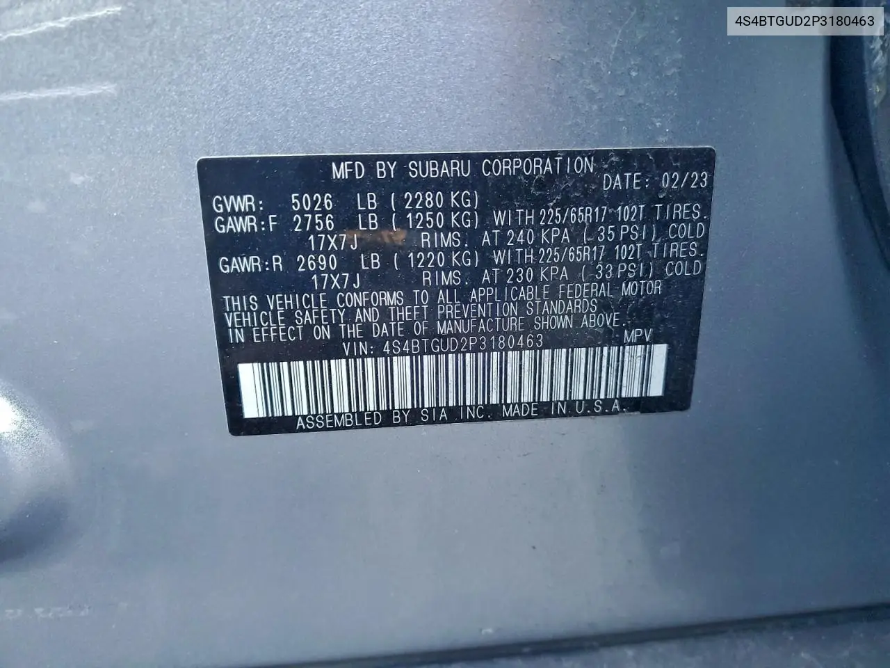 4S4BTGUD2P3180463 2023 Subaru Outback Wilderness
