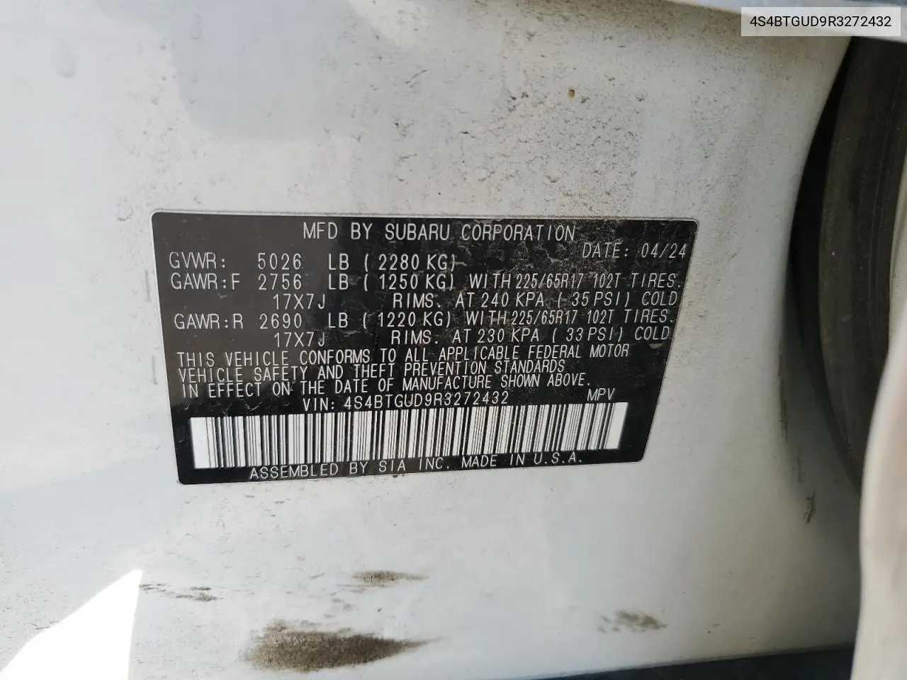 4S4BTGUD9R3272432 2024 Subaru Outback Wilderness