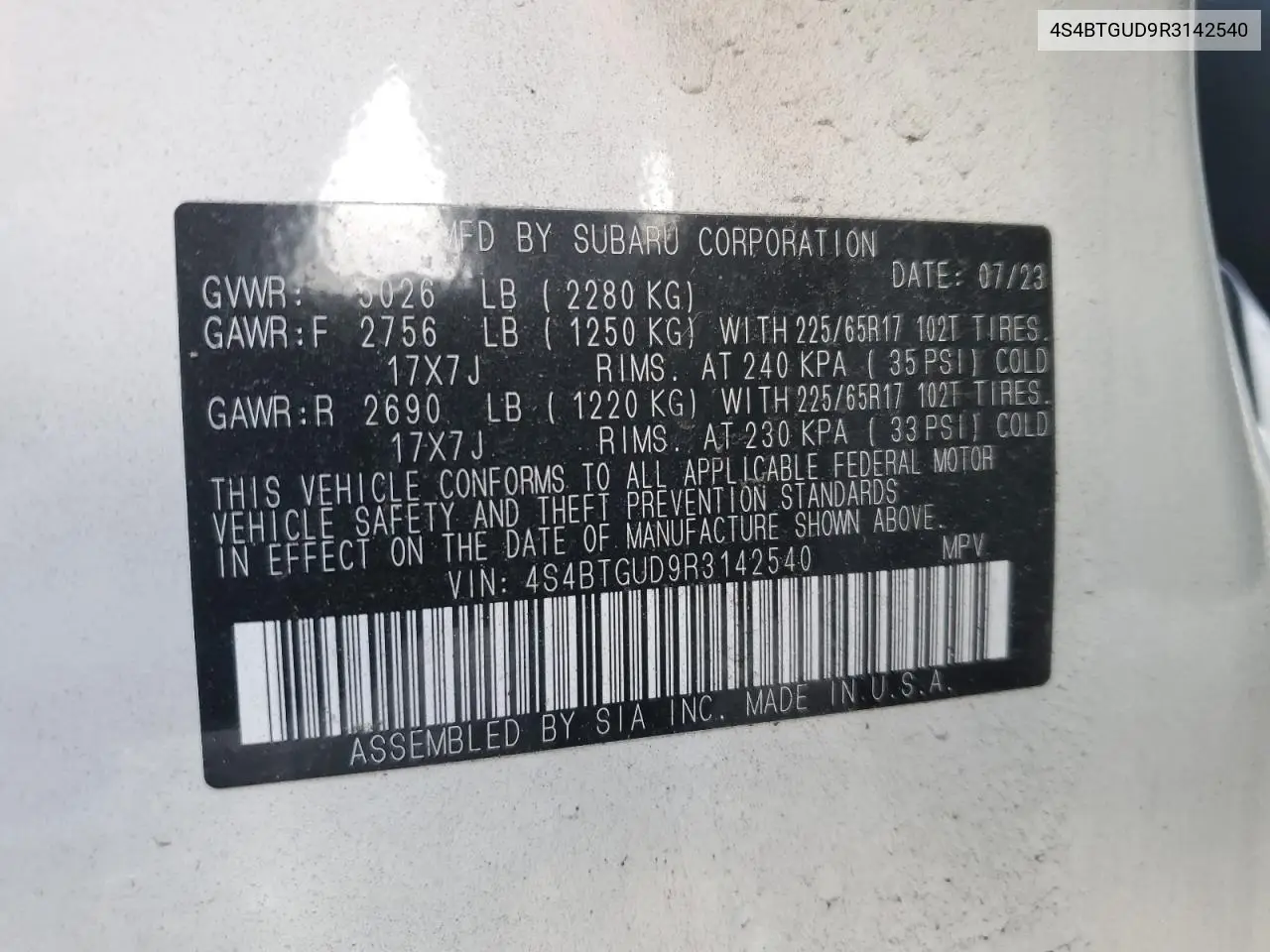 4S4BTGUD9R3142540 2024 Subaru Outback Wilderness