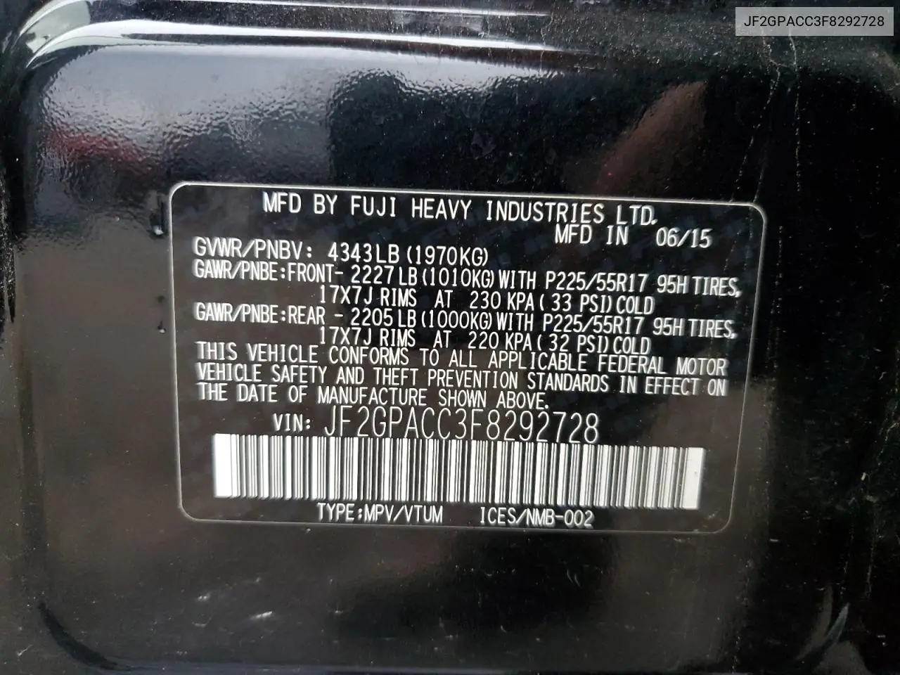 JF2GPACC3F8292728 2015 Subaru Xv Crosstrek 2.0 Premium