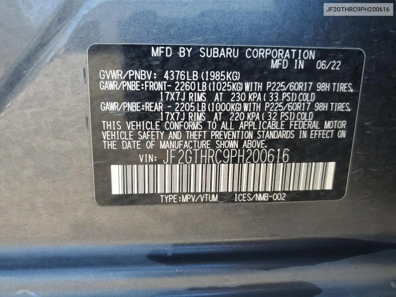 JF2GTHRC9PH200616 2023 Subaru Crosstrek Sport