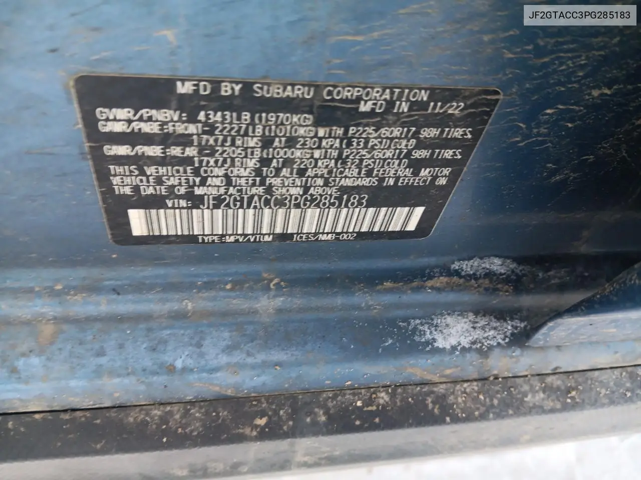 JF2GTACC3PG285183 2023 Subaru Crosstrek Premium