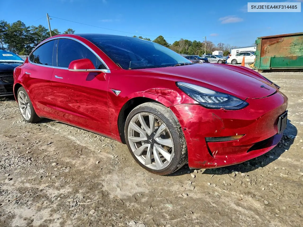 5YJ3E1EA4KF314485 2019 Tesla Model 3