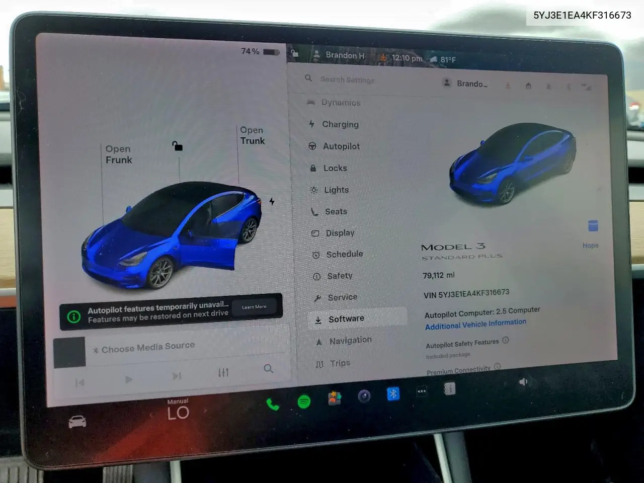 5YJ3E1EA4KF316673 2019 Tesla Model 3