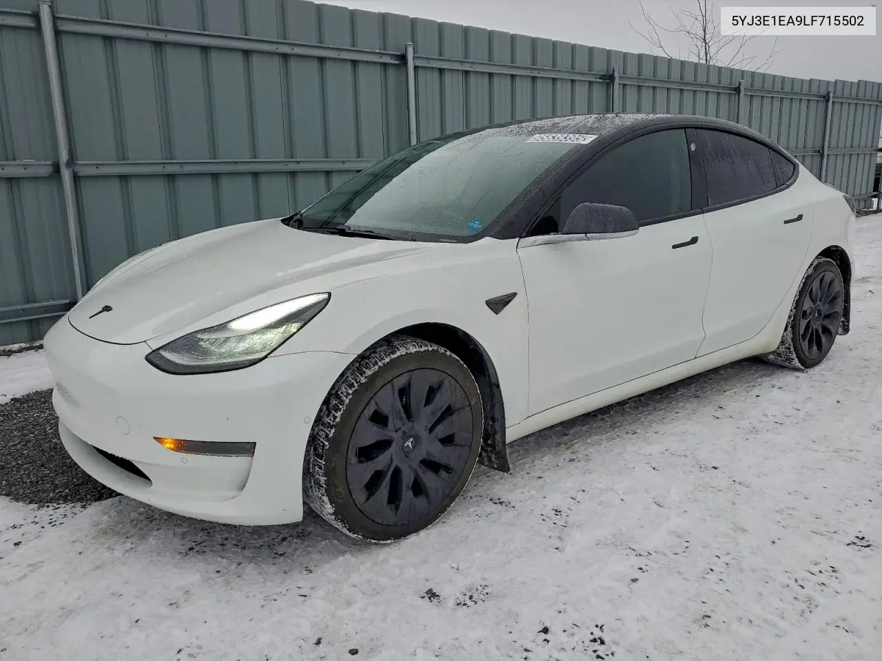 5YJ3E1EA9LF715502 2020 Tesla Model 3