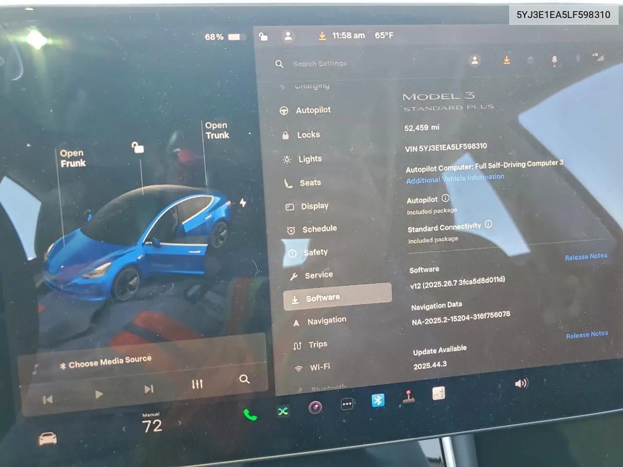 5YJ3E1EA5LF598310 2020 Tesla Model 3