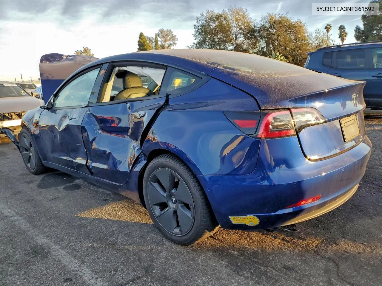 5YJ3E1EA3NF361592 2022 Tesla Model 3