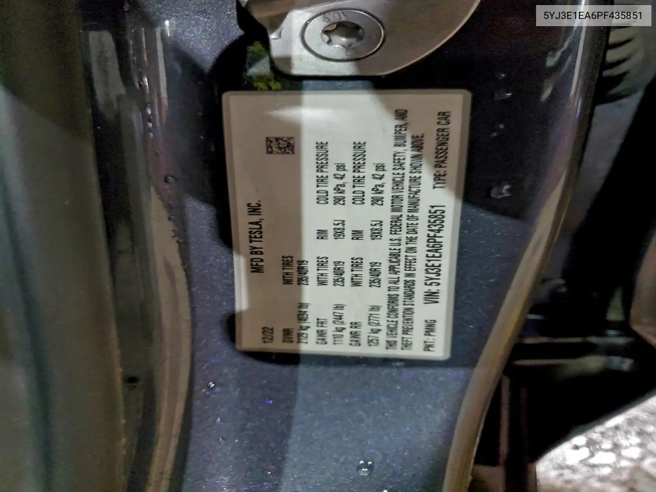 5YJ3E1EA6PF435851 2023 Tesla Model 3