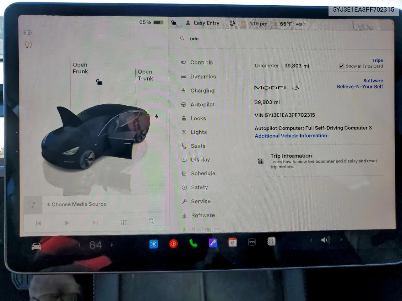 5YJ3E1EA3PF702315 2023 Tesla Model 3