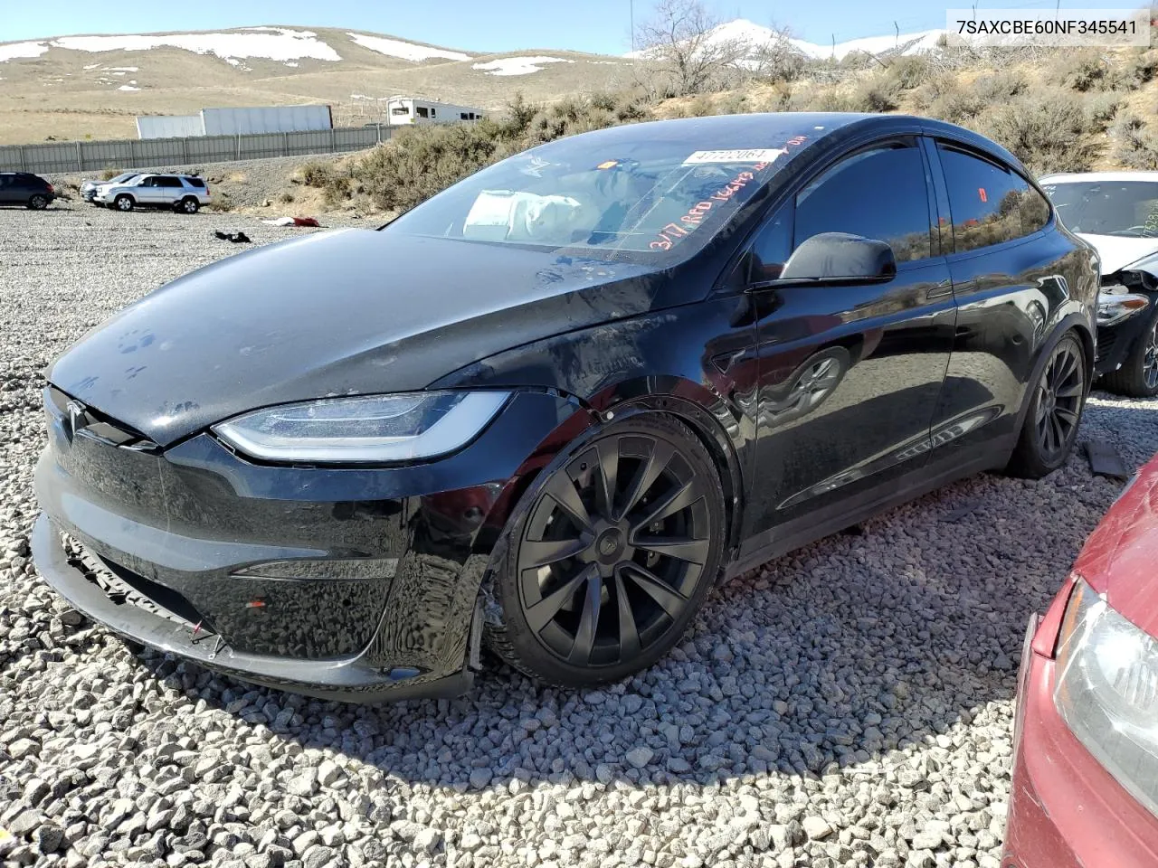 2022 Tesla Model X VIN: 7SAXCBE60NF345541 Lot: 47722064