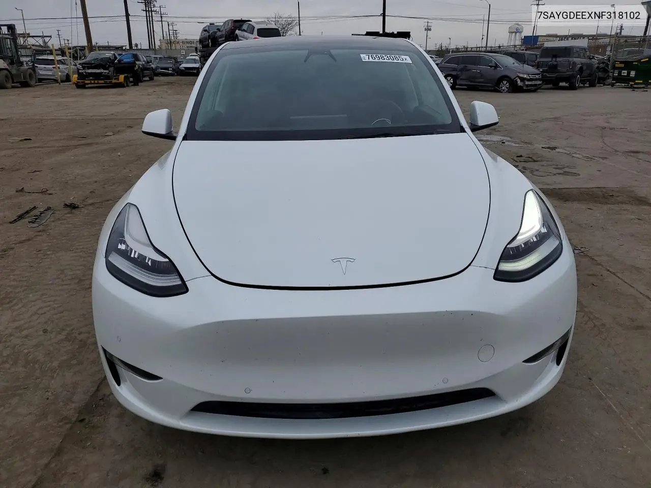 7SAYGDEEXNF318102 2022 Tesla Model Y