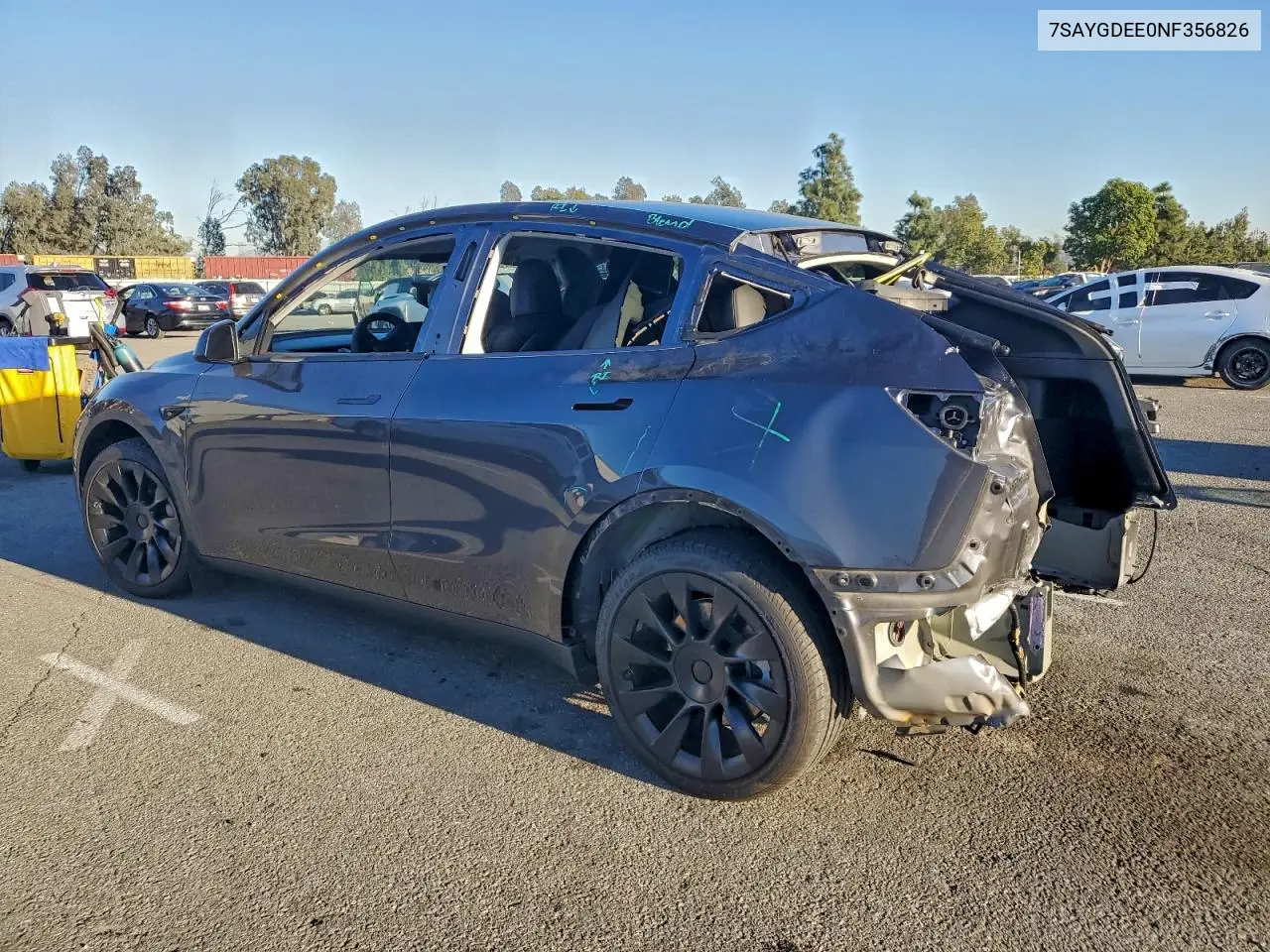 7SAYGDEE0NF356826 2022 Tesla Model Y