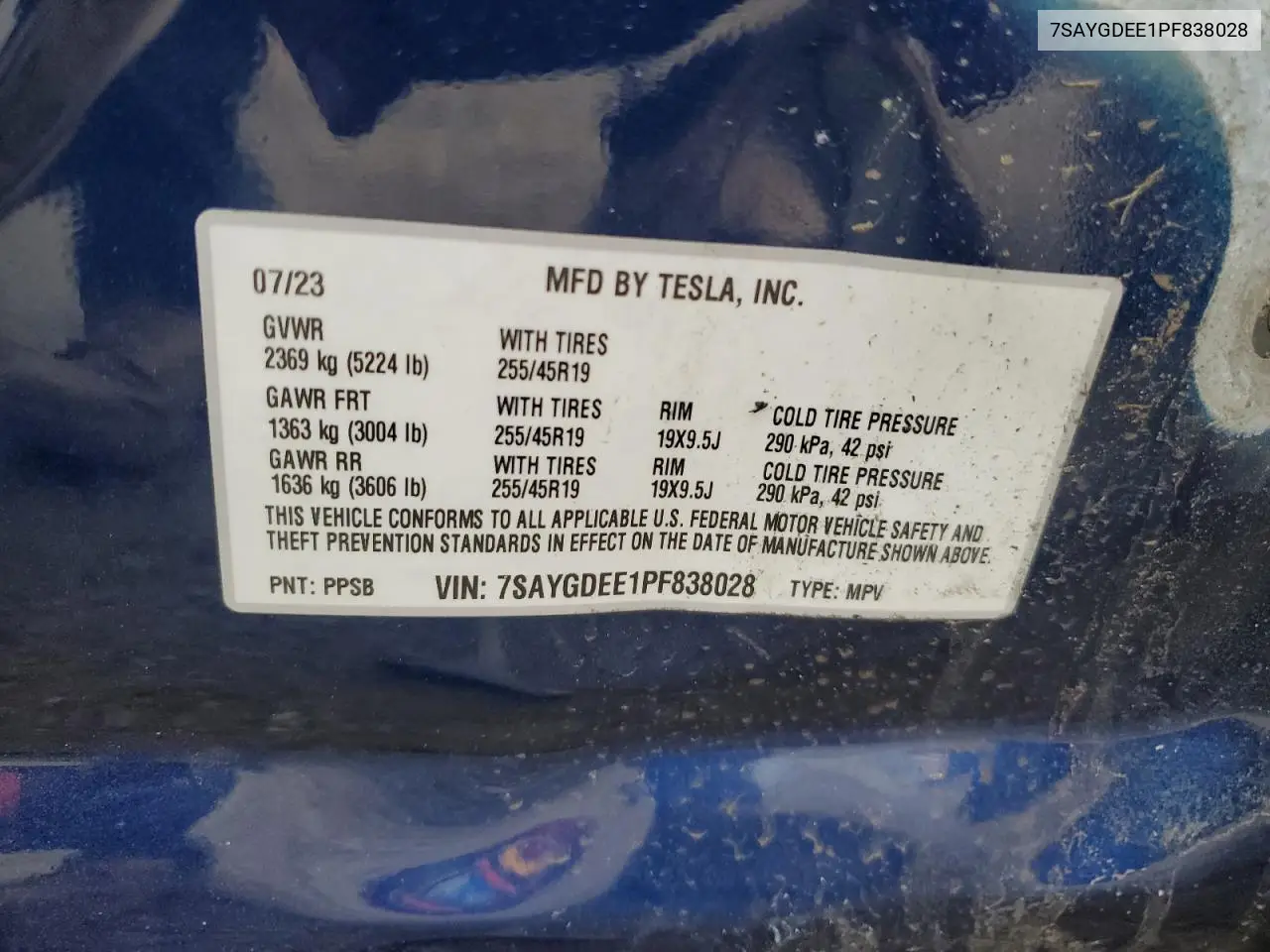 7SAYGDEE1PF838028 2023 Tesla Model Y