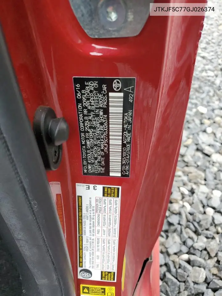 JTKJF5C77GJ026374 2016 Toyota Scion Tc