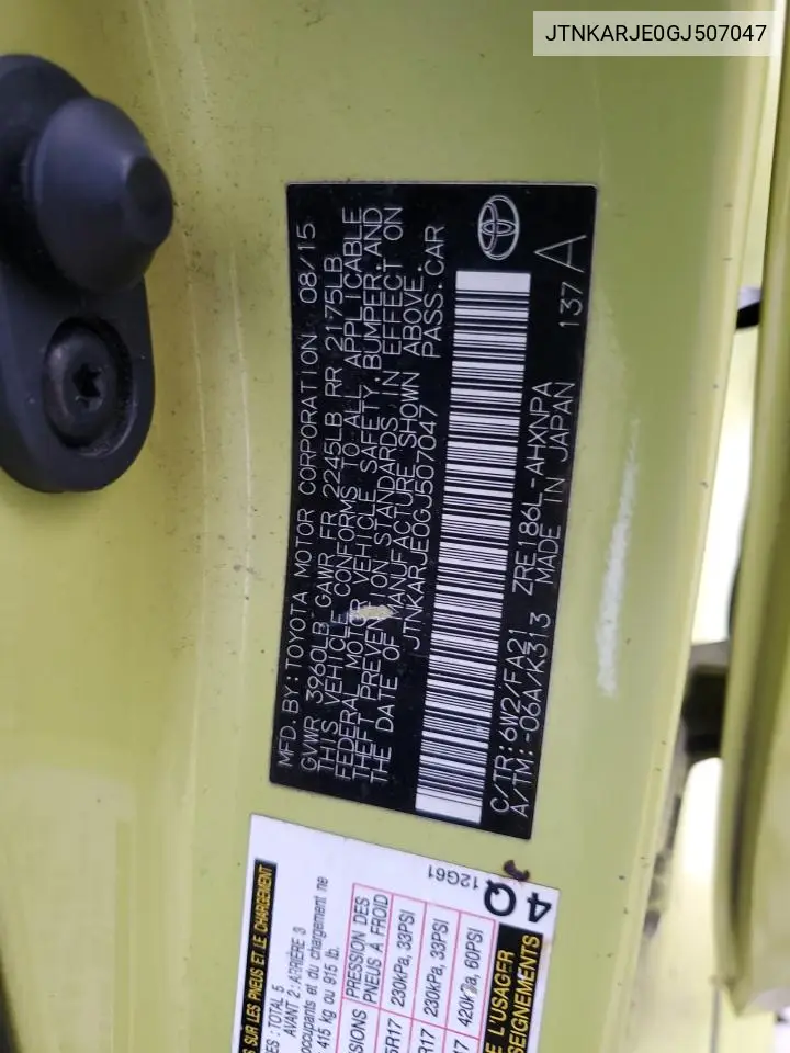 JTNKARJE0GJ507047 2016 Toyota Scion Im