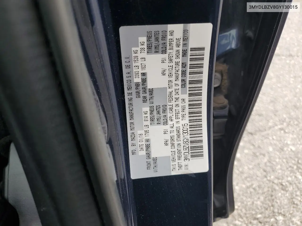 3MYDLBZV8GY130015 2016 Toyota Scion Ia