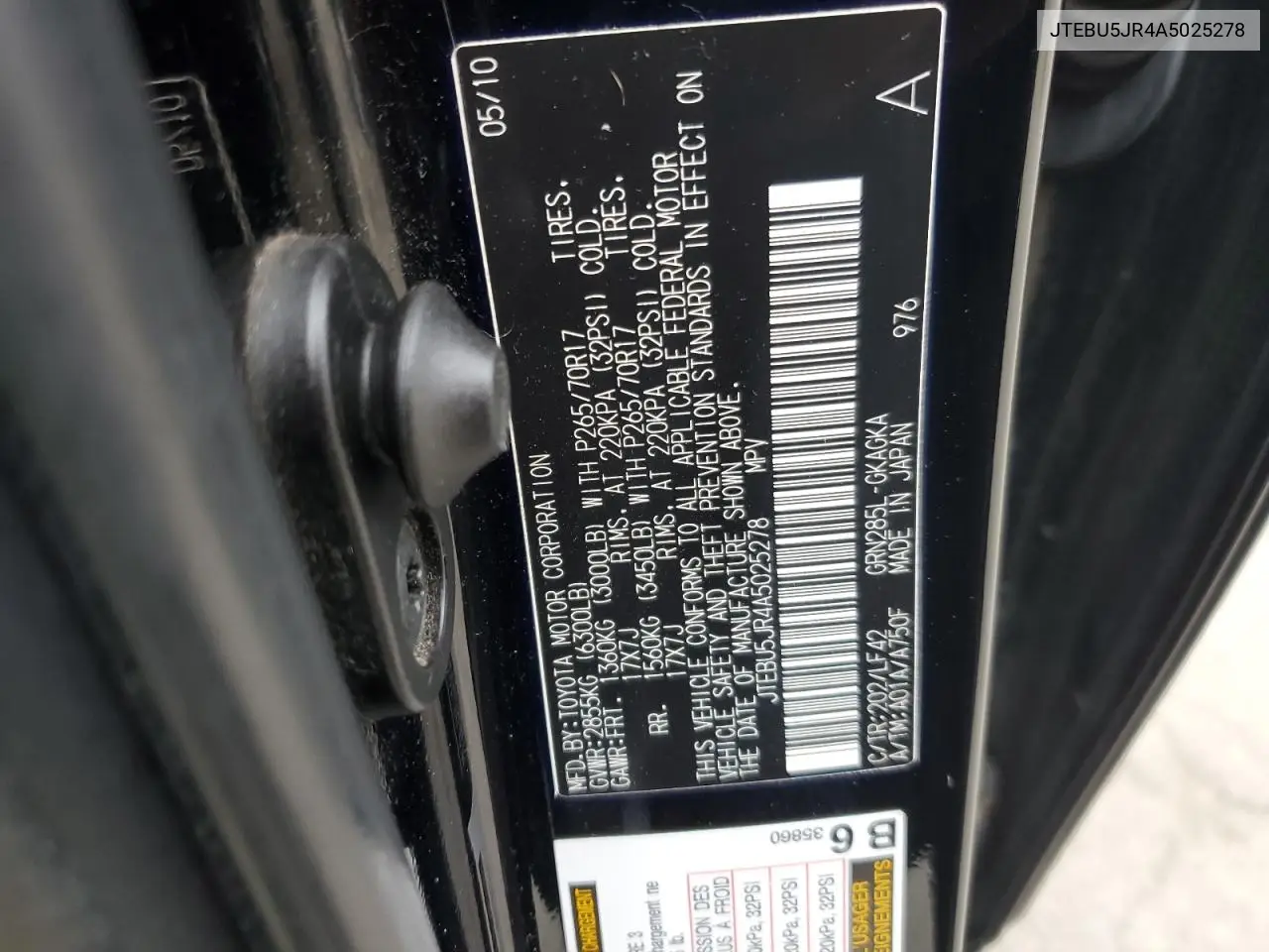 JTEBU5JR4A5025278 2010 Toyota 4Runner Sr5