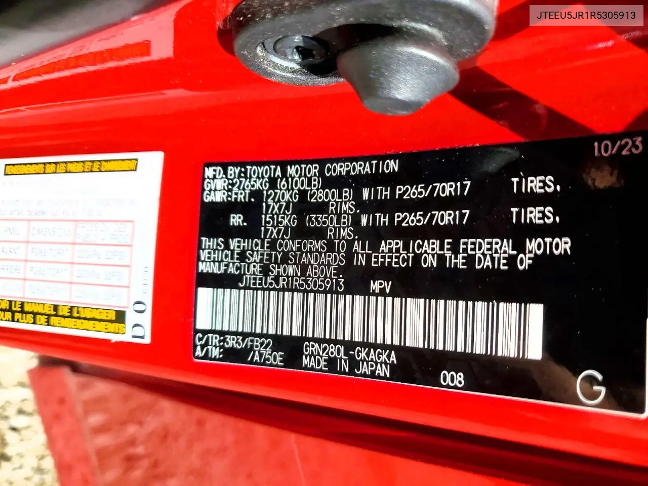 JTEEU5JR1R5305913 2024 Toyota 4Runner Sr Sr5