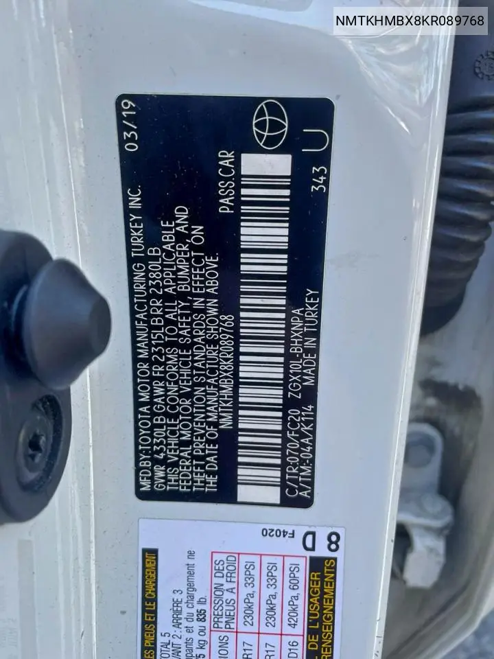 NMTKHMBX8KR089768 2019 Toyota C-Hr Xle