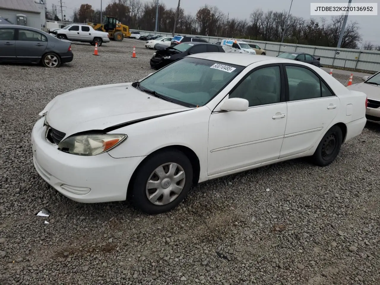 JTDBE32K220136952 2002 Toyota Camry Le