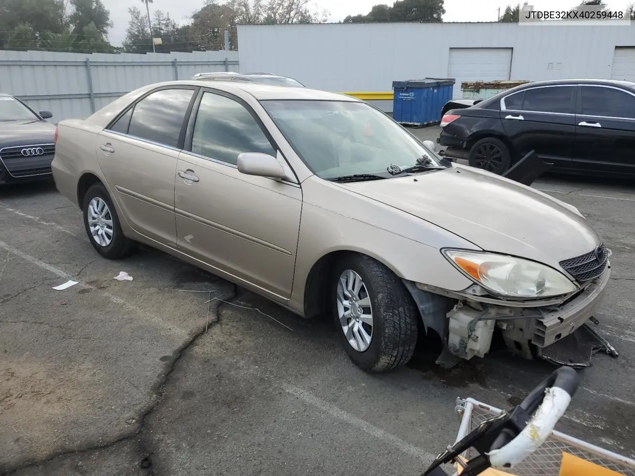 JTDBE32KX40259448 2004 Toyota Camry Le