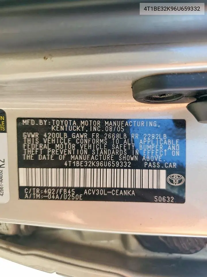 4T1BE32K96U659332 2006 Toyota Camry Le